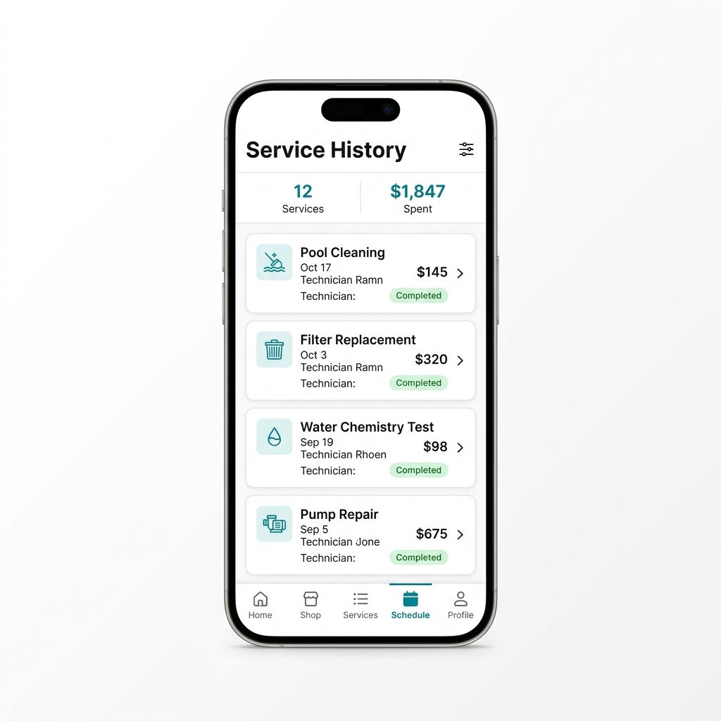 PoolConnex Service History